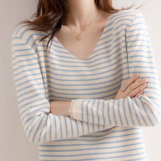 72小时 陆续发出 【初春穿搭 法式条纹衫】千吉娜Chigina 法式条纹针织衫 时尚百搭 柔软舒适 遮肉显瘦 商品图5