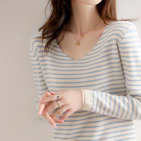 72小时 陆续发出 【初春穿搭 法式条纹衫】千吉娜Chigina 法式条纹针织衫 时尚百搭 柔软舒适 遮肉显瘦