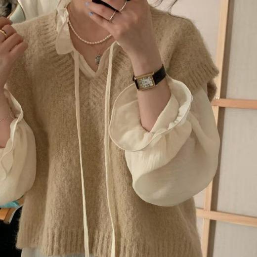 设计感雪纺打底衫女2023春秋新款洋气韩版宽松气质衬衫小衫女潮 商品图4