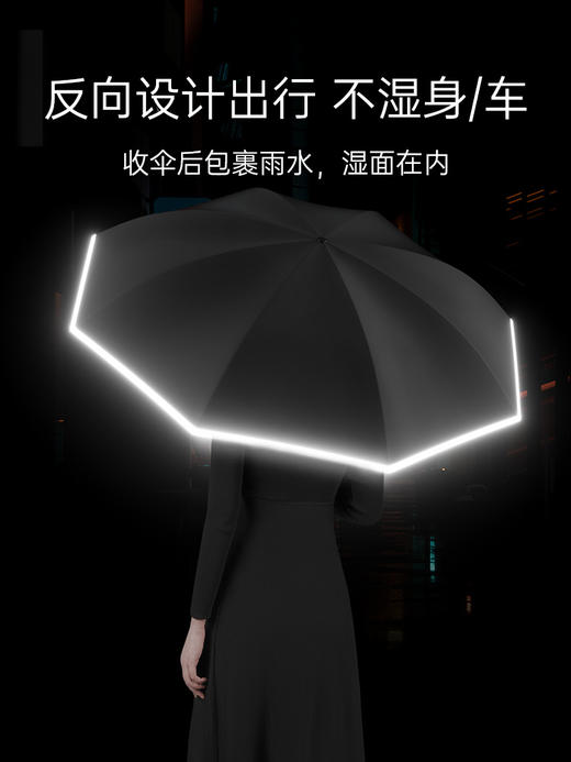 左都ZD149自动节节收反向黑胶晴雨伞 商品图8