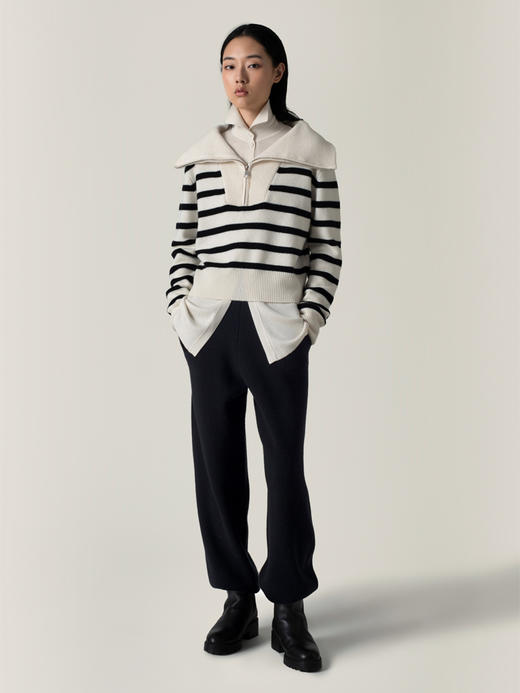 322工房经典再造羊绒羊毛针织衫2022秋冬款拉链翻领加厚毛衣A952 商品图0