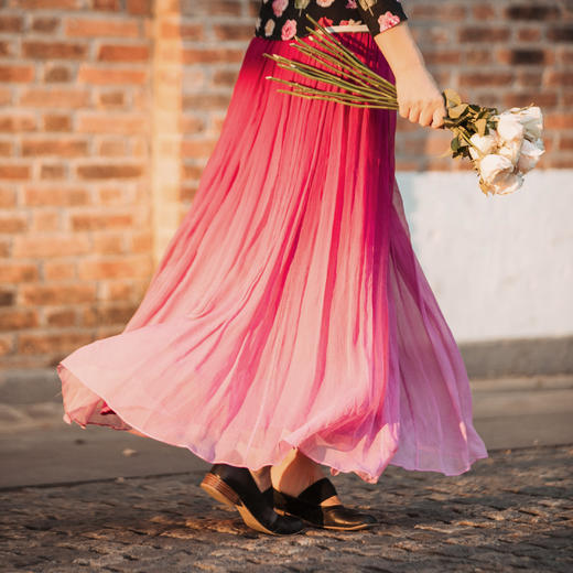 【林栖设计小店】【现货】时装周同款洛阳牡丹红粉色渐变复古百搭真丝长款半身裙女1931146 商品图4