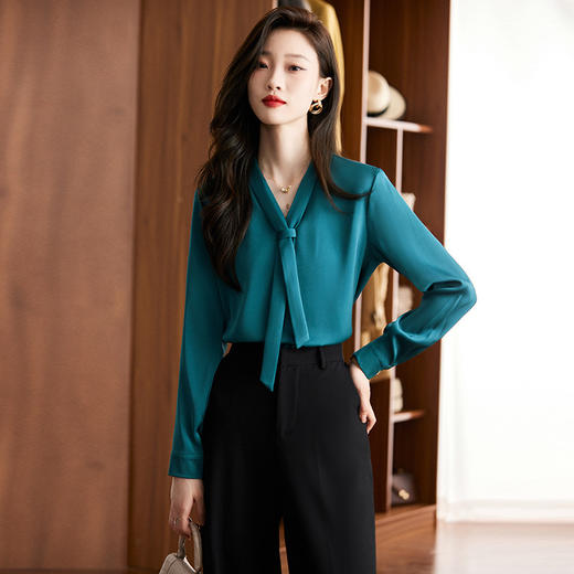 设计感小众新款春季v领雪纺衬衣XZ-588 商品图1