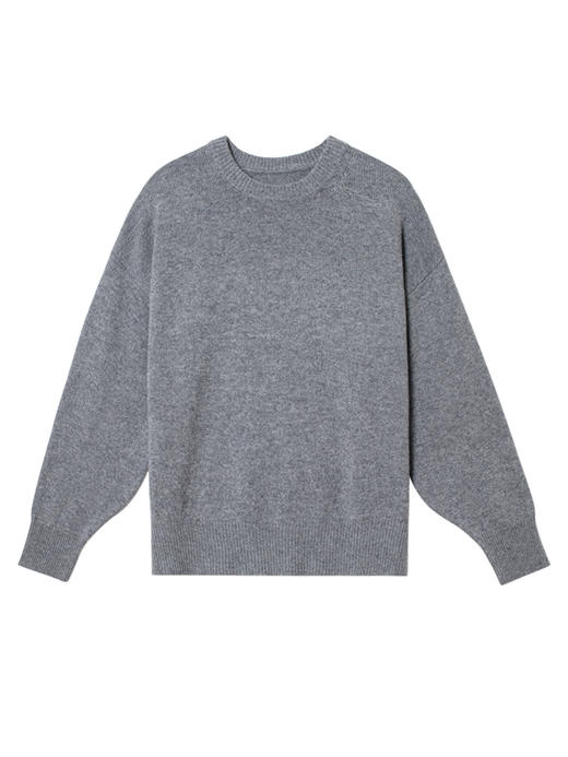 322工房重磅经典羊绒羊毛针织衫女2022秋冬新款圆领慵懒风套头衫 商品图4