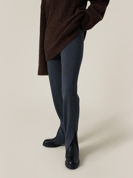 322工房真丝羊绒开叉瘦腿裤2022秋冬新款显瘦针织细腿长裤女A962 商品图3