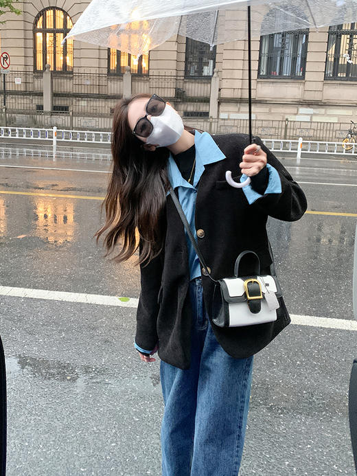 <曾小咸推荐>曾小咸美式高腰直筒牛仔裤女春秋季宽松小众设计感阔腿裤拖地长裤 商品图3