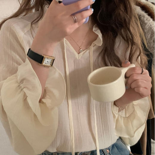 设计感雪纺打底衫女2023春秋新款洋气韩版宽松气质衬衫小衫女潮 商品图3