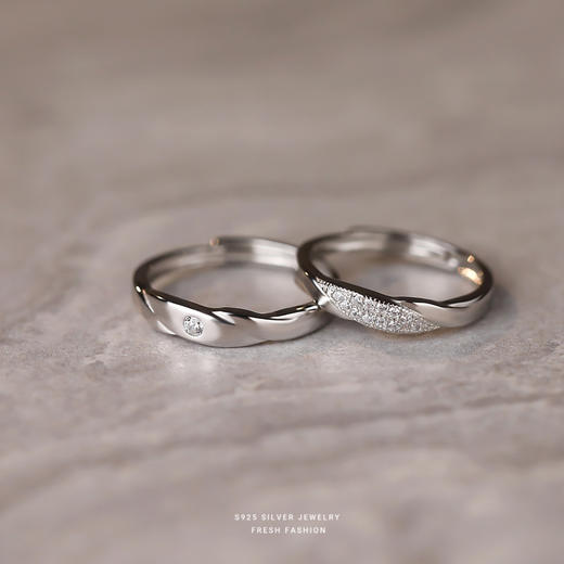 【共渡爱河】S925银波纹情侣戒指【YXS-K139】 商品图1