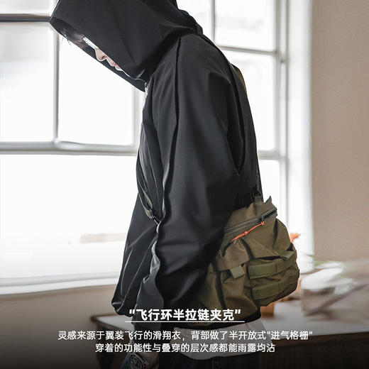 工装优选 美式休闲半拉链机能连帽卫衣设计感解构套头夹克外套男春 商品图1