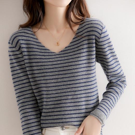 72小时 陆续发出 【初春穿搭 法式条纹衫】千吉娜Chigina 法式条纹针织衫 时尚百搭 柔软舒适 遮肉显瘦 商品图7