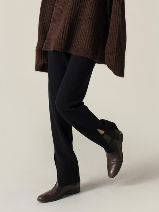 322工房真丝羊绒开叉瘦腿裤2022秋冬新款显瘦针织细腿长裤女A962 商品图2