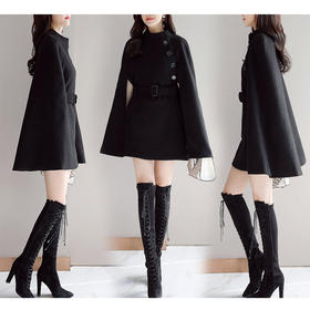 裁缝学苑 AG25披肩斗篷毛呢呢子大衣中长款11服装裁剪图牛皮纸样