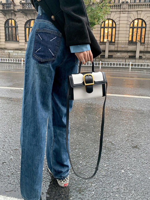 <曾小咸推荐>曾小咸美式高腰直筒牛仔裤女春秋季宽松小众设计感阔腿裤拖地长裤 商品图0