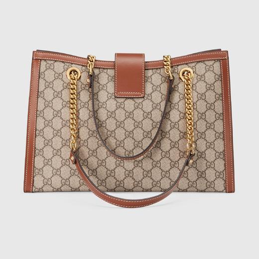 GUCCI Padlock系列 女士中号GG肩背包 479197 乌木色GG Supreme帆布+棕色皮革 商品图3