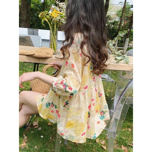 娃娃衫上衣韩版宽松通勤甜美洋气碎花衬衫2023夏季蓬蓬小衫中袖衬 商品图2