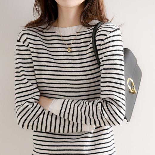 72小时 陆续发出 【初春穿搭 法式条纹衫】千吉娜Chigina 法式条纹针织衫 时尚百搭 柔软舒适 遮肉显瘦 商品图4