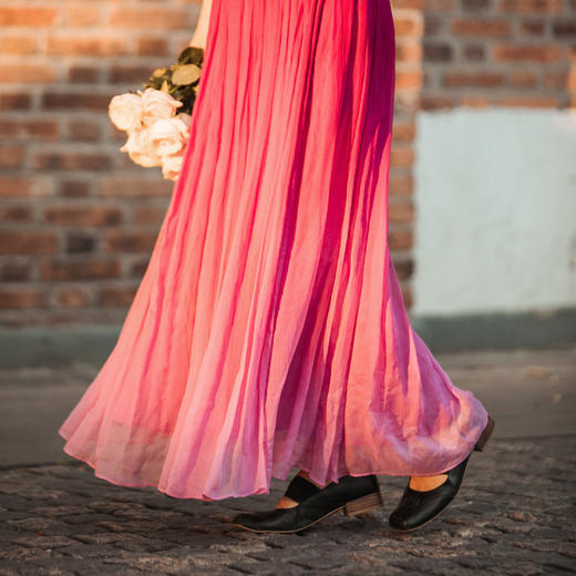 【林栖设计小店】【现货】时装周同款洛阳牡丹红粉色渐变复古百搭真丝长款半身裙女1931146 商品图5