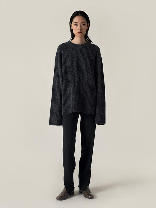 322工房真丝羊绒开叉瘦腿裤2022秋冬新款显瘦针织细腿长裤女A962 商品图1