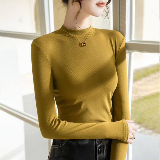 螺纹打底衫女，小立领长袖t恤加绒内搭弹力上衣SG-T2D3292 商品图12