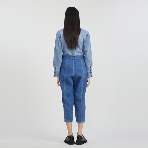 谜底2023春季新款翻领系带宽松工装裤长裤牛仔连体裤女231MK0010 商品图2