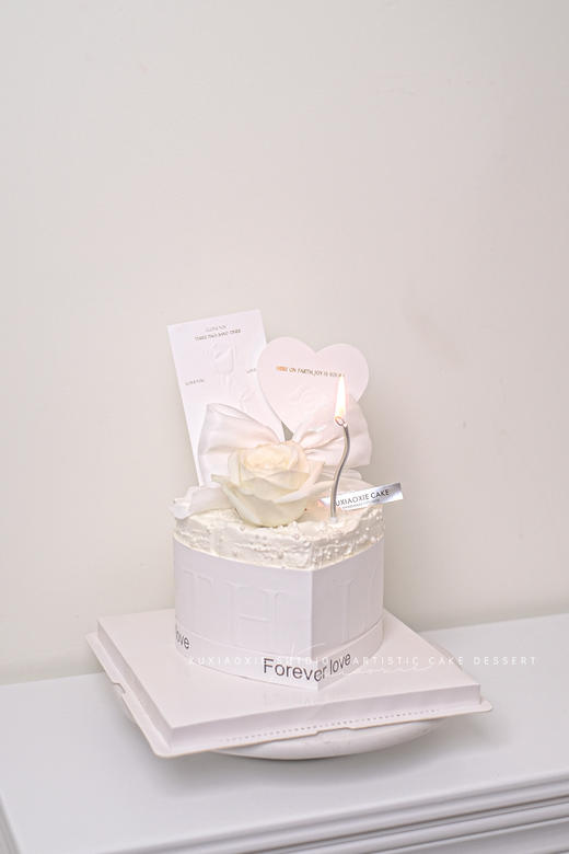 白色爱心水果奶油蛋糕「表面可写贺卡」（3层胚2层水果夹心） 商品图3