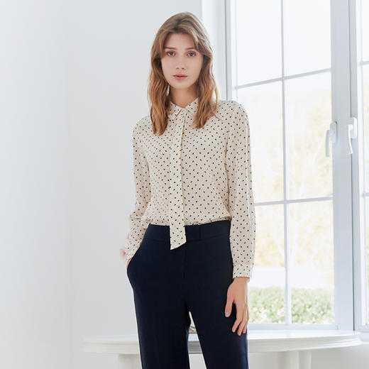 【100%桑蚕丝衬衫】23年春夏新品女士衬衫飘带款轻薄真丝上衣 商品图1