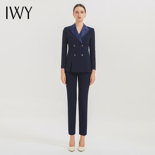IWY/春季新款藏青色职业西装套装高端商务正装修身显瘦经理工装C12306+P12306 商品图4