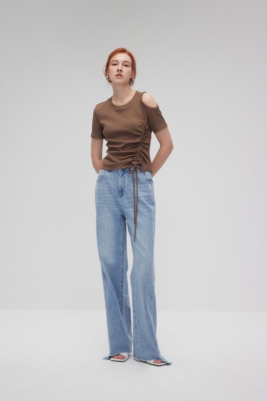 抽绳漏肩T恤 商品图0