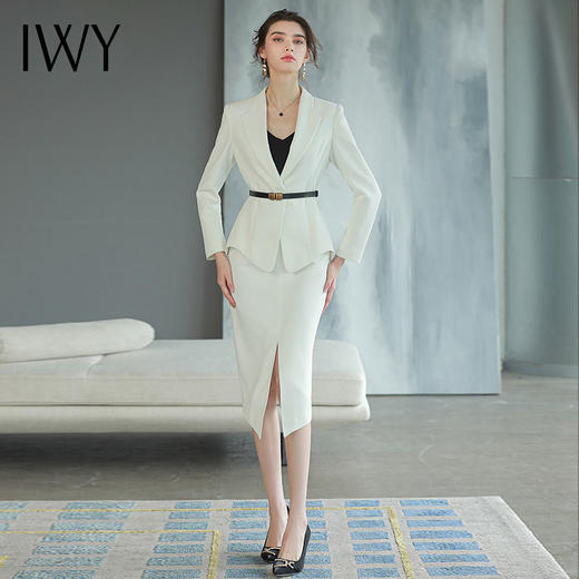 IWY/高端职业装女套装轻奢名媛范西装套裙收腰显瘦开叉包臀裙工作服CS1576 商品图0