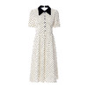 EITIE爱特爱春季新款气质优雅洋气波点复古收腰显瘦立领连衣裙6907635 商品缩略图5
