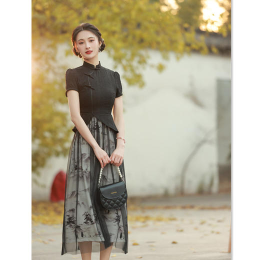 改良时尚假两件旗袍，春夏新款长款旗袍上衣连衣裙GX-302806 商品图2