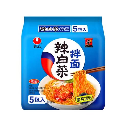 农心辣白菜韩式秘制拌面五连包132g*5/袋 商品图0