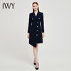IWY春夏季新款藏青色职业通勤连衣裙女西装领美容院工作服裙子Q13107藏青色 商品缩略图4
