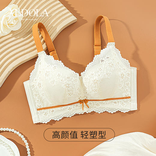 雅黛丽内衣女小胸聚拢性感蕾丝文胸无钢圈收副乳防下垂撞色女胸罩 商品图1