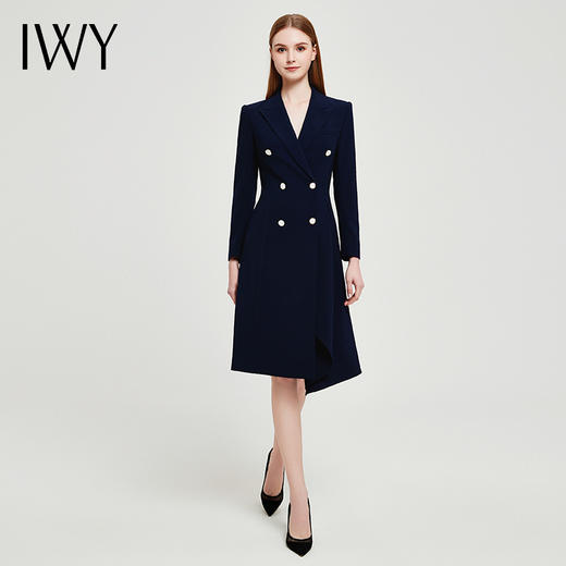IWY/高端西装连衣裙女高级感2022春季新款修身职业装气质美容院工作服Q13108藏青色 商品图2