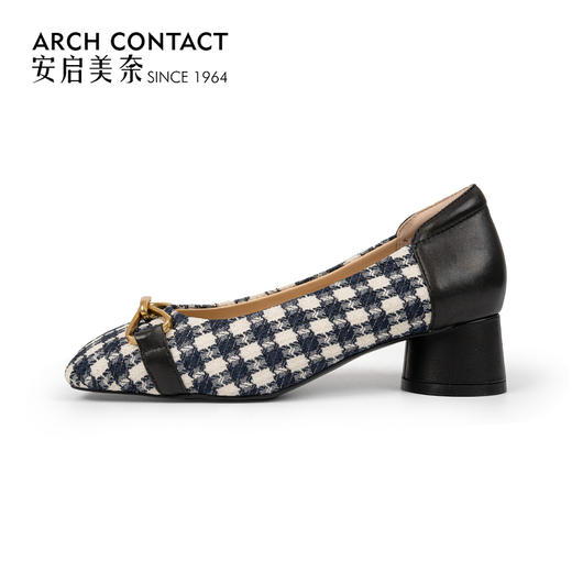 ARCHCONTACT安启美奈方头拼接时尚舒适单鞋52724 商品图1