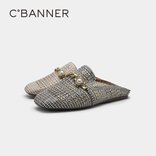 千百度女鞋夏季包头拖满钻勃肯鞋外穿凉鞋拖鞋休闲气质 A23230907 商品图4