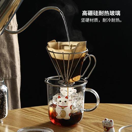 要招财*运的吸管直饮两用玻璃杯子 耐热300ml 2只招财猫AB面 商品图3