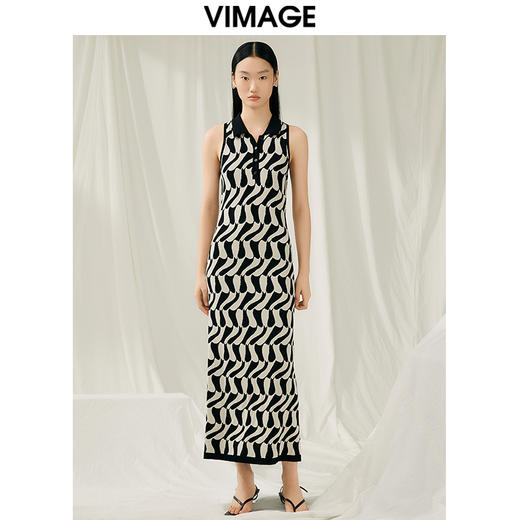 VIMAGE纬漫纪夏季新款收腰显瘦显高针织长款无袖连衣裙V1901523 商品图5