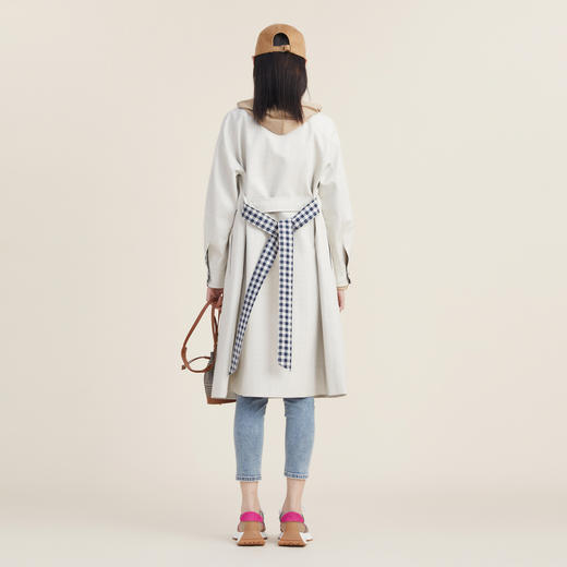 谜底风衣女2022秋款时尚个性中长款拼色两面穿风衣长袖223ME1029 商品图2