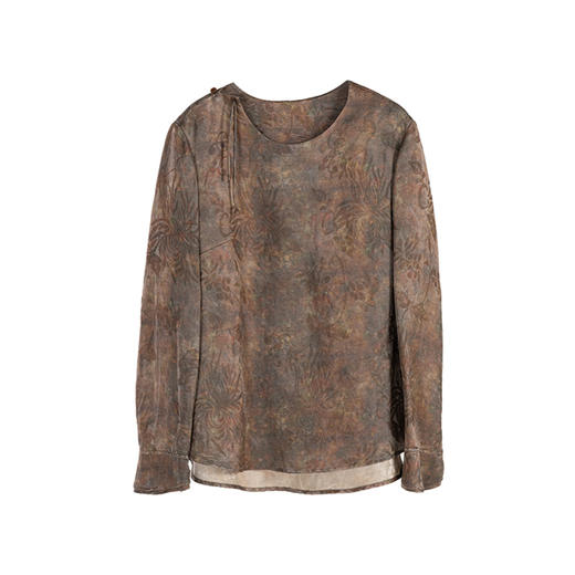 绽放1012朵/2023款圆领侧开叉长袖衬衫女 商品图4