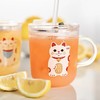 要招财*运的吸管直饮两用玻璃杯子 耐热300ml 2只招财猫AB面 商品缩略图0