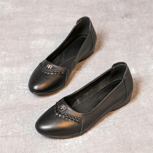 MLD-7376 2023春新款真皮软底工作鞋牛筋底套脚休闲舒适浅口妈妈单鞋女 商品图5