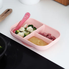 BEABA婴儿辅食碗 硅胶分格餐盘吸盘式碗勺套装 宝宝餐盘儿童餐具