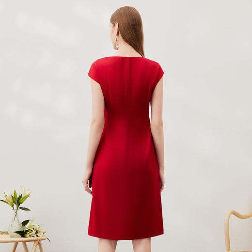 EITIE爱特爱春季新款不规则开衩修身红色飞袖礼服连衣裙6977612 商品图4