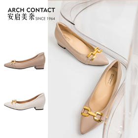 ARCHCONTACT安启美奈尖头羊皮金属扣单鞋52726