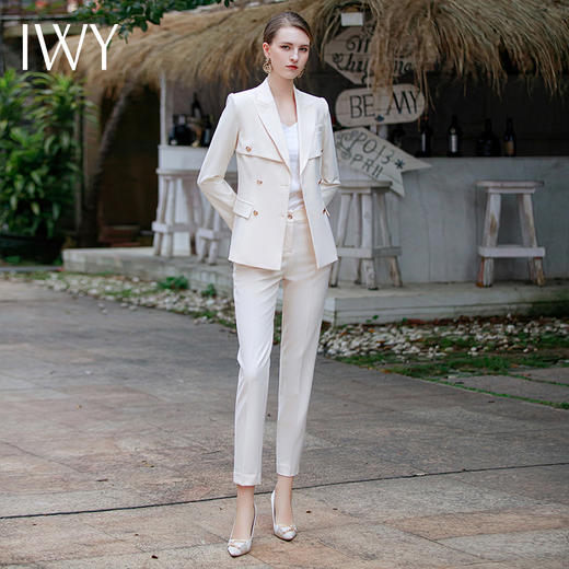 IWY/春季西装套装女2023新款两件套时尚气质职业高级感休闲白色西服CP1616 商品图1