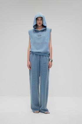 独角兽腰头毛边水洗长裤