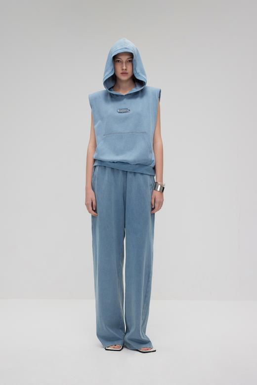 独角兽腰头毛边水洗长裤 商品图0