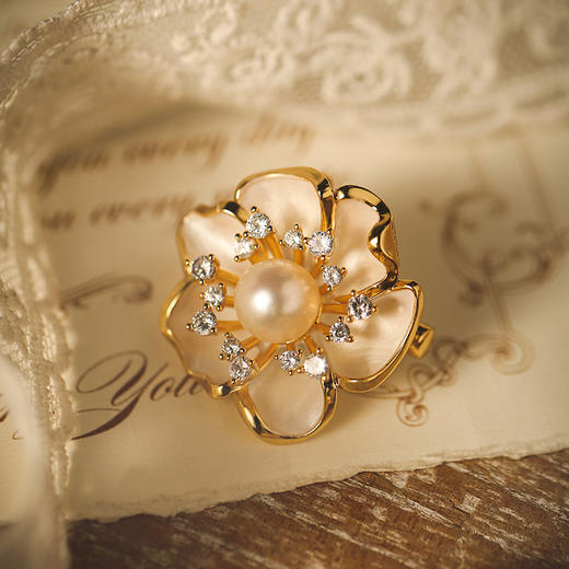 manreya “雪浸白茶”山茶花胸针 商品图4